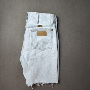 Wrangler Shorts Mens 31 Light Wash Denim Cut Off Raw Hem Cowboy Western Classic